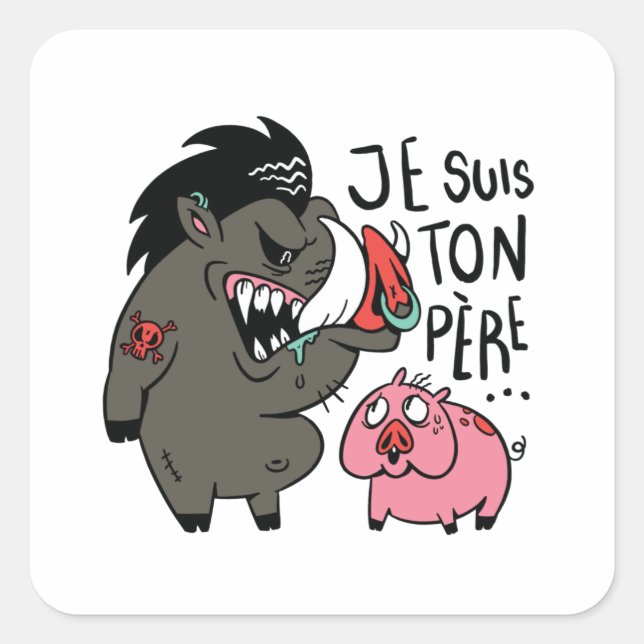 Sticker Carré I am your father warthog and pig (Devant)