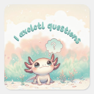 Sticker Carré I Axolotl Questions Kids mignon Axolotl Retro
