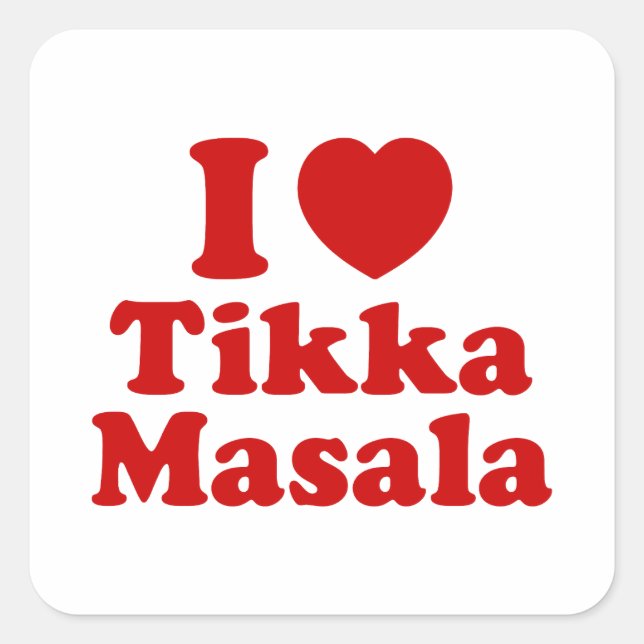 Sticker Carré I Heart (Amour) Tikka Masala (Devant)