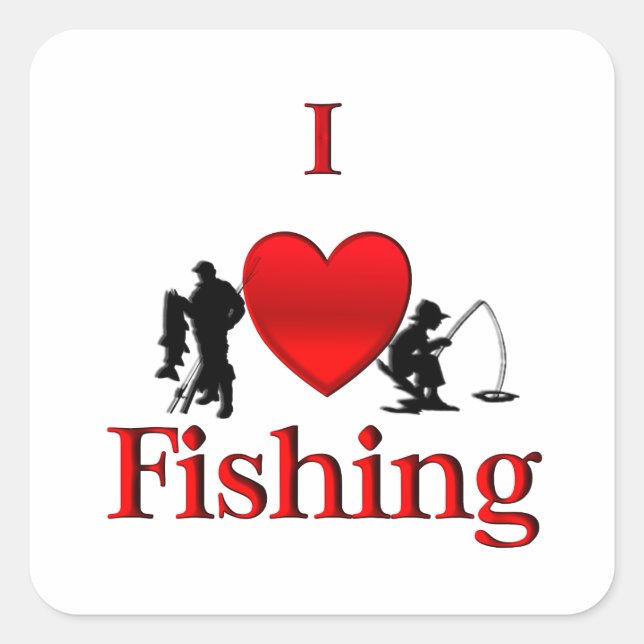 Sticker Carré I Heart Fishing (Devant)