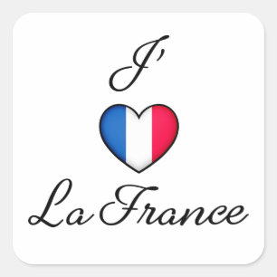 Sticker Carré "I heart France" Fierté française "J'adore La Fran