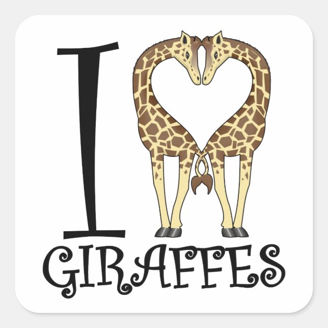 Sticker Carré I Heart Giraffes (Devant)