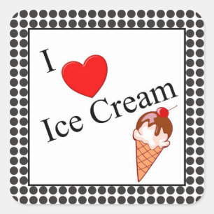 Sticker Carré I Heart Glace Cream