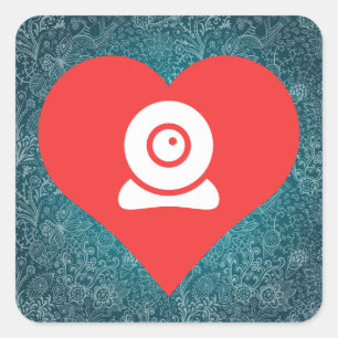 Sticker Carré I Heart Installation de Webcams Icon