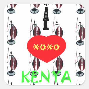Sticker Carré I Heart Kenya XOXO