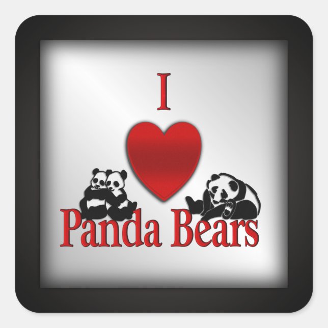 Sticker Carré I Heart Panda Bears (Devant)