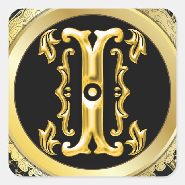 Sticker Carré I initial en or (Devant)