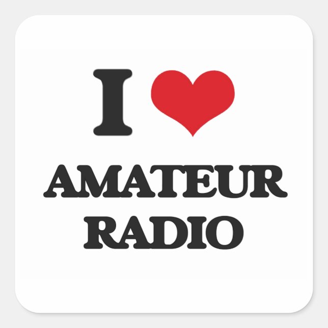 Sticker Carré I Love Amateur Radio (Devant)