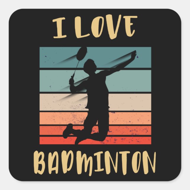 Sticker Carré I Love Badminton Jump Smash (Devant)