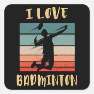 Sticker Carré I Love Badminton Jump Smash