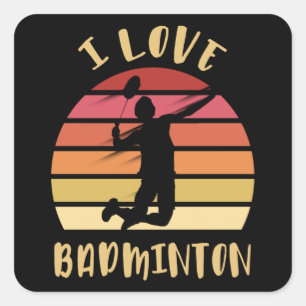 Sticker Carré I Love Badminton Jump Smash