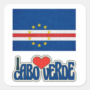 Sticker Carré I love Cabo Verde, 80s, 90s, vintage
