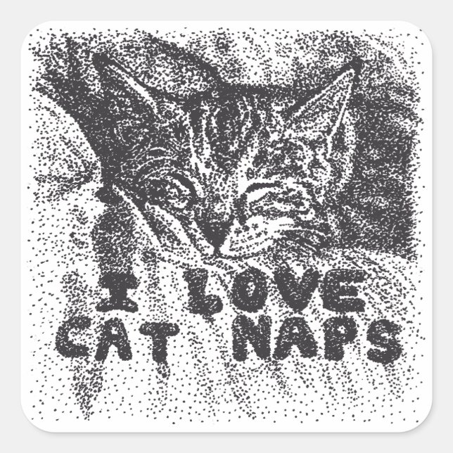 Sticker Carré I Love Cat Naps, chat dort (Devant)