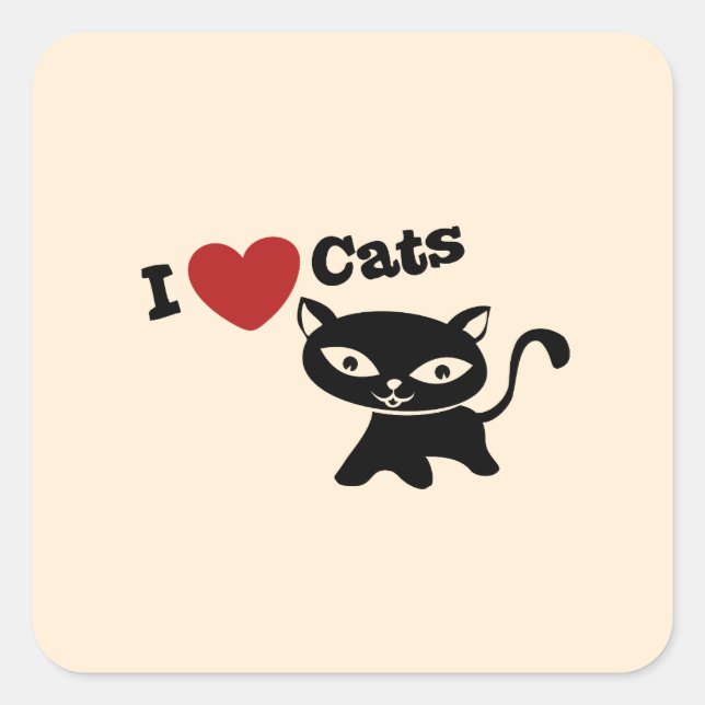 Sticker Carré I love cats (Devant)
