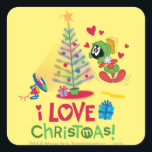 Sticker Carré I Love Christmas - MARVIN THE MARTIAN™<br><div class="desc">Looney Tunes Noël</div>