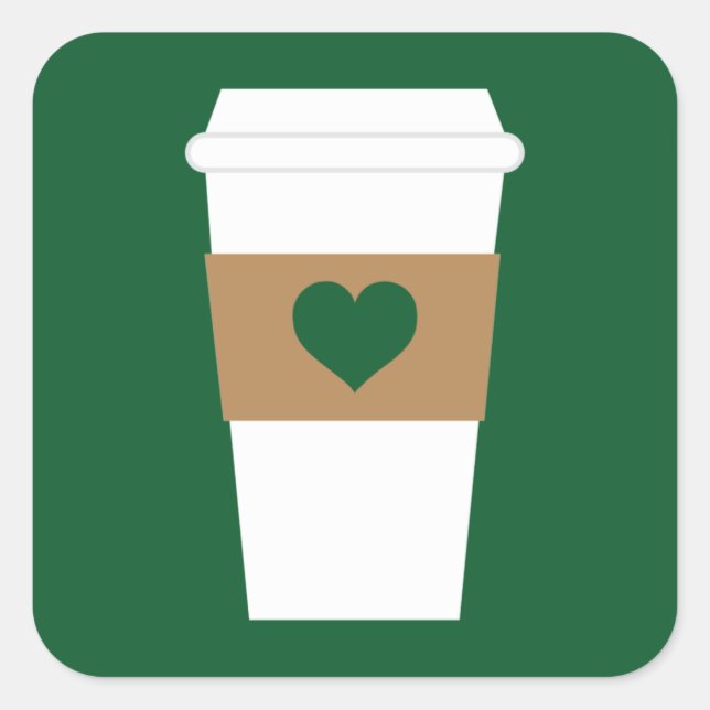 Sticker Carré I Love Coffee Coffee Disposable Cup (Devant)