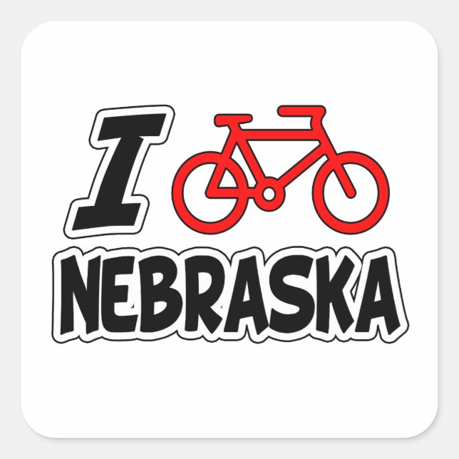 Sticker Carré I Love Cycling Nebraska (Devant)