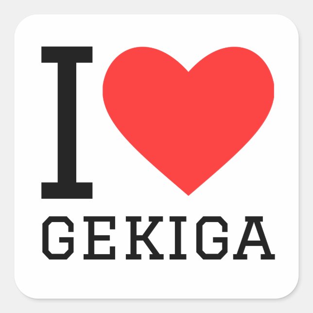Sticker Carré I love gekiga  (Devant)