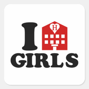 Sticker Carré I Love Hotel Girls