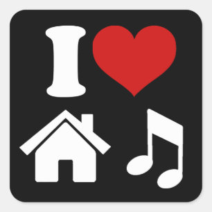 Sticker Carré I Love House Music