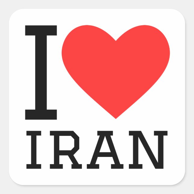 Sticker Carré I love iran (Devant)