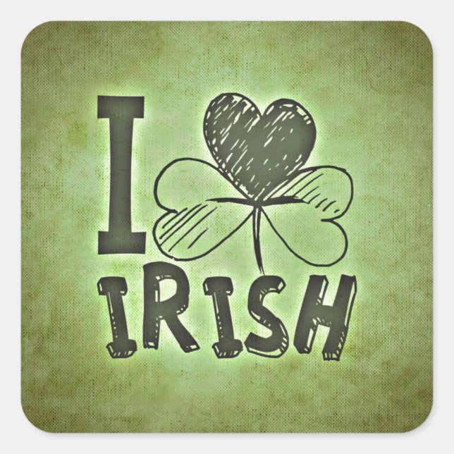 Sticker Carré I Love Irish (Devant)