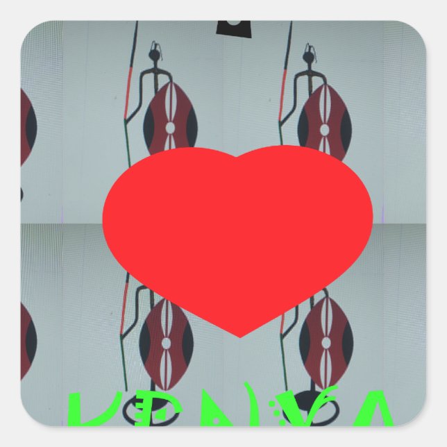 Sticker Carré I Love Kenya Art Print (Devant)