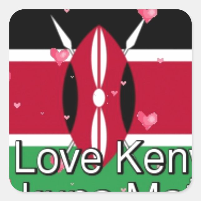 Sticker Carré I Love Kenya et "Hakuna Matata" Art Print (Devant)