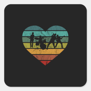 Sticker Carré I Love les années 70 Music Band Coeur Vintage