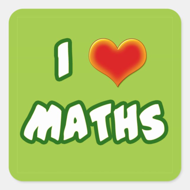 STICKER CARRÉ I LOVE MATHS - GREEN MODEL (Devant)