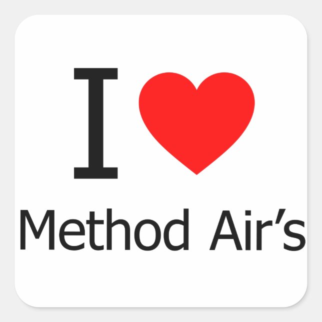 Sticker Carré I Love, méthode Air (Devant)