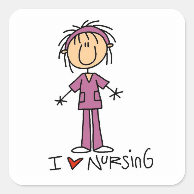 Sticker Carré I Love Nursing T-shirts and Gifts (Devant)