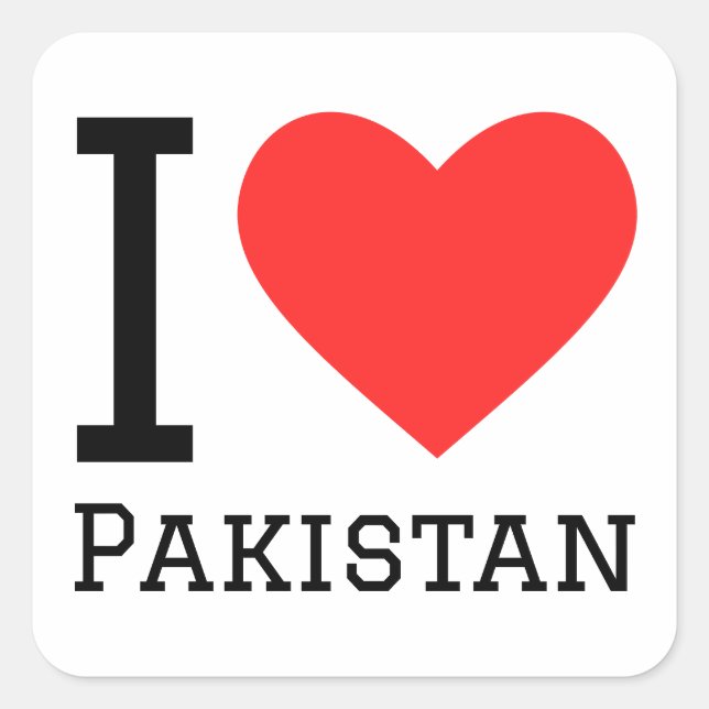 Sticker Carré I love Pakistan (Devant)