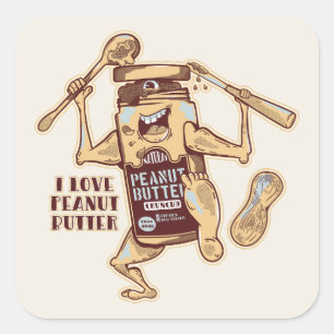 STICKER CARRÉ I LOVE PEANUT BUTTER