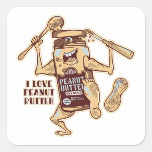 STICKER CARRÉ I LOVE PEANUT BUTTER
