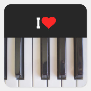 Sticker Carré I Love Piano