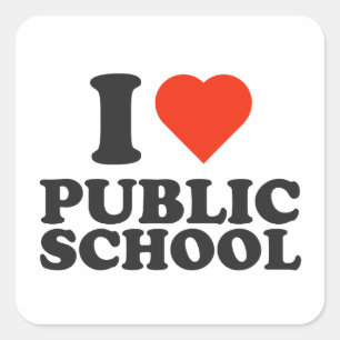 Sticker Carré I Love Public School - I heart Public Schools
