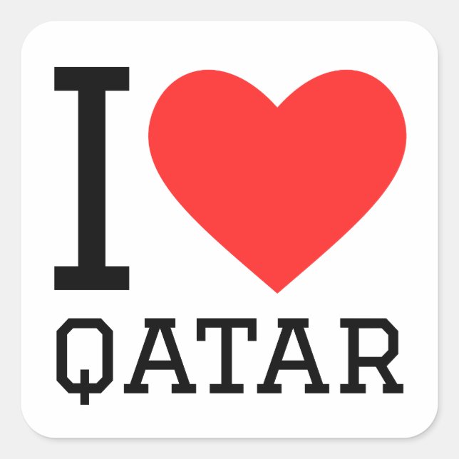 Sticker Carré I love qatar  (Devant)