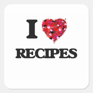 Sticker Carré I Love Recipes conception alimentaire
