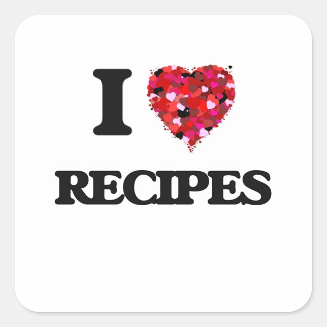 Sticker Carré I Love Recipes conception alimentaire (Devant)