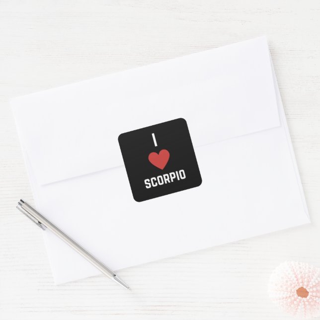 Sticker Carré I Love Scorpio Zodiac (Enveloppe)