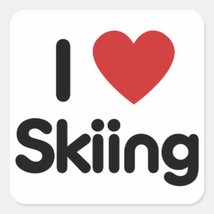 Sticker Carré I Love Skiing