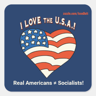Sticker Carré I Love The USA Personnalisé