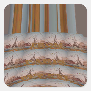 Sticker Carré I Love Tour Eiffel Paris Avec amour bleu ciel colo