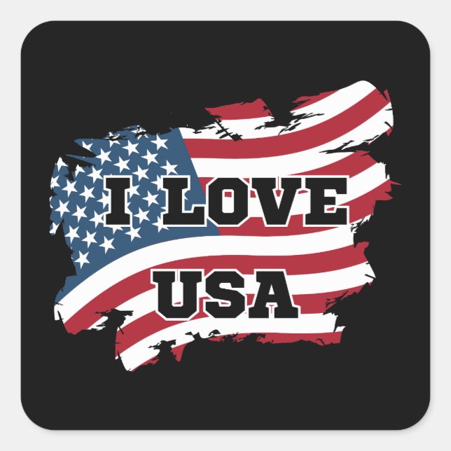 Sticker Carré I Love USA (Devant)