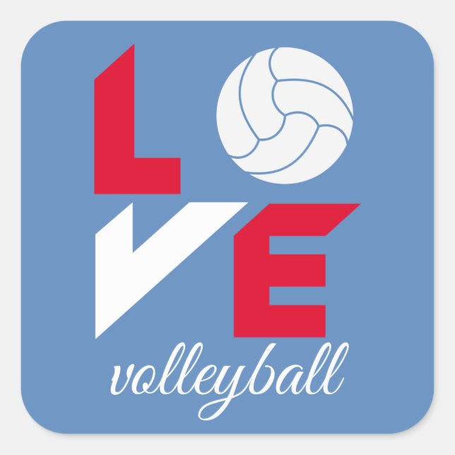 Sticker Carré I Love volleyball (Devant)