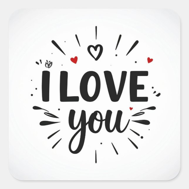 Sticker Carré I love you (Devant)