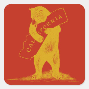 Sticker Carré I Love You California—Rouge et Or