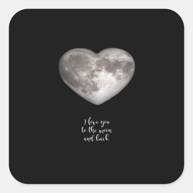 Sticker Carré I Love You To The Moon And Back Minimal Clean Look (Devant)