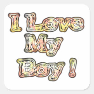Sticker Carré I Loy My Boy Design Cool Collection Vintage Texte